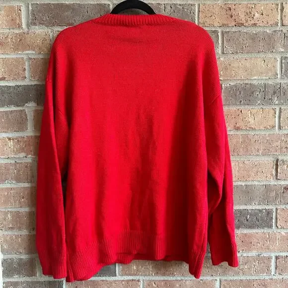 Haptics by Holly Harper Women's Red Ugly Crew Neck Pullover Sweaters Size Large - Picture 2 of 3